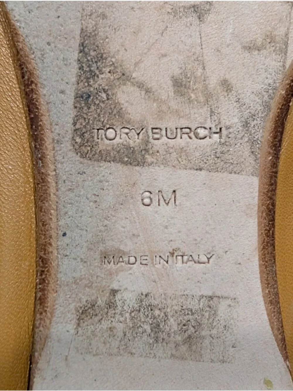 Tory Burch Tory Charm Tan Camel Leather Ballet Slip-On Flats Classic Size 6